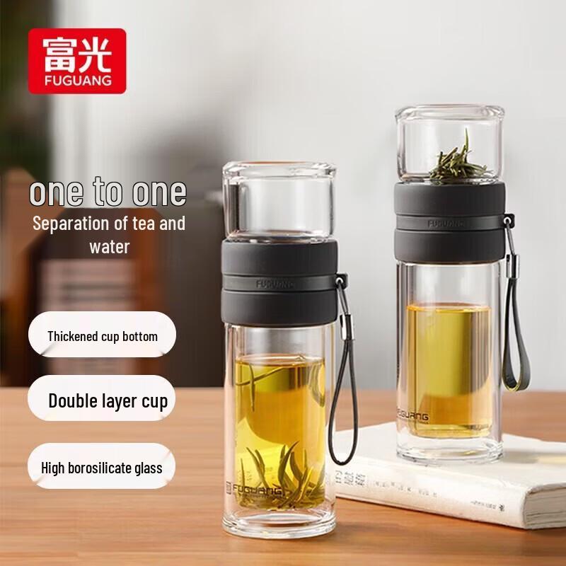 

FUGUANG Double-Layer High Borosilicate Glass Tea Infuser Bottle