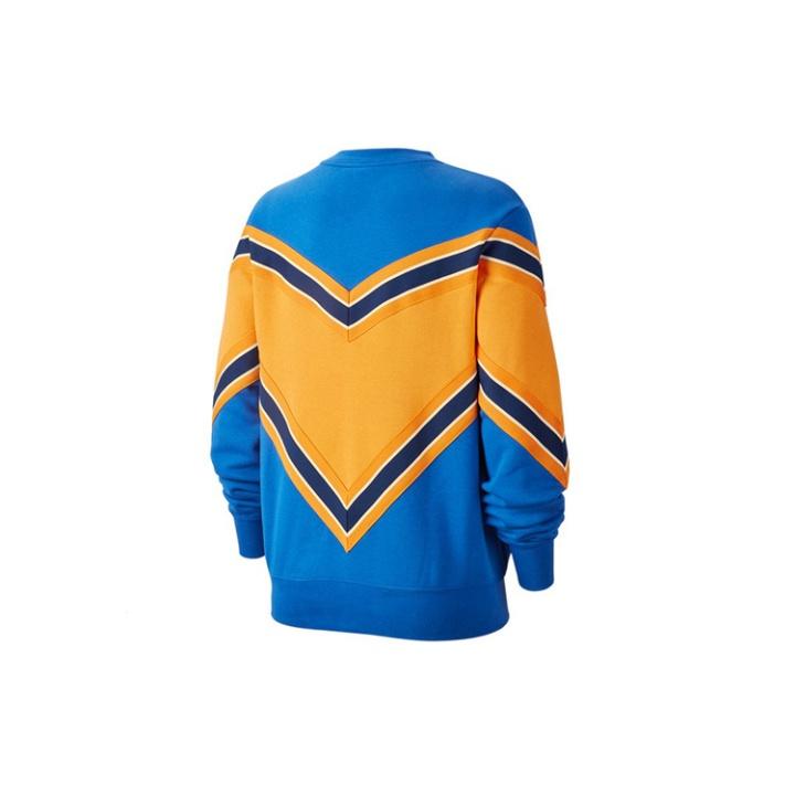 (WMNS) Nike Splicing Fleece Lined Knit Round Neck Pullover 'Blue Orange' Women's BV2921-480