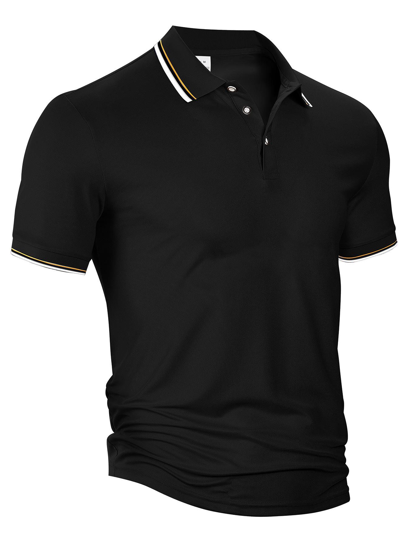 

European And American Short-Sleeved Men S Polo Shirt Summer Loose Casual Breathable Lapel Print Advertising Shirt T-Shirt XXXL чорний