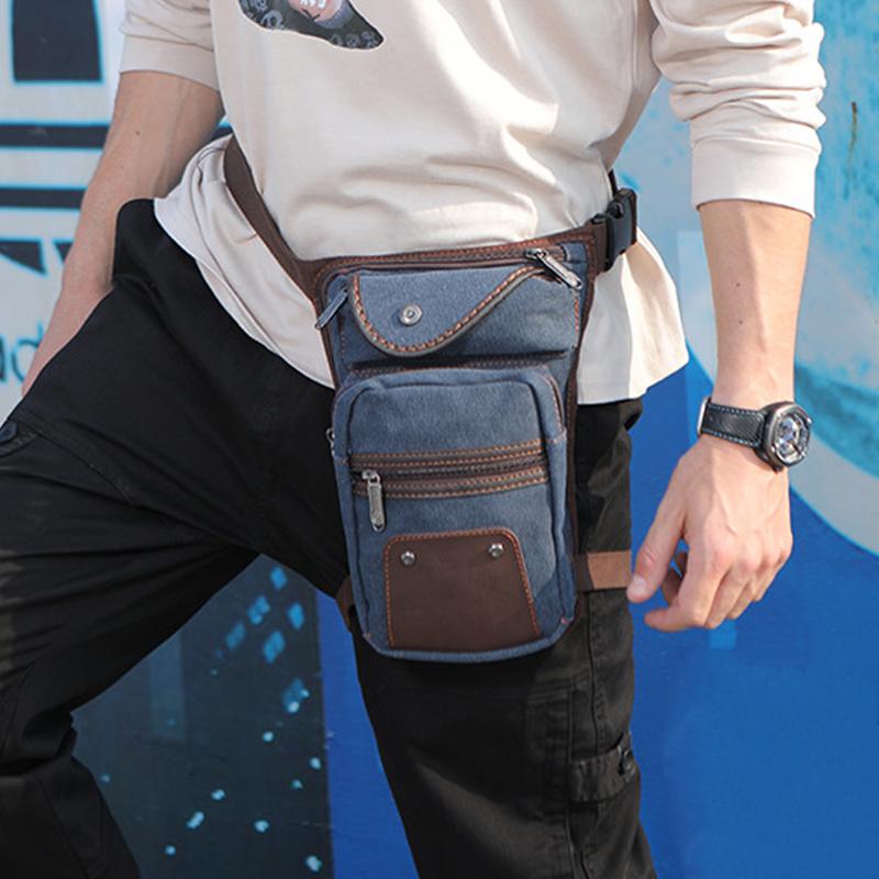 New European and American Retro Outdoor Sports Leg Bag Canvas Waist Packs Fashion Men's Messenger Bag