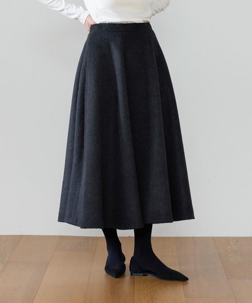 Ibokeuela Clé Wool Flared Skirt (Charcoal Gray)