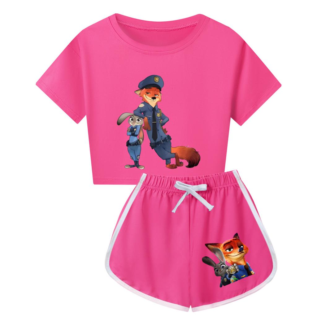 Kids Summer Sport T-Shirt And Shorts 2 Piece Outfit Tracksuit Set Short Sleeve Print Crop Tops With Clothing Set