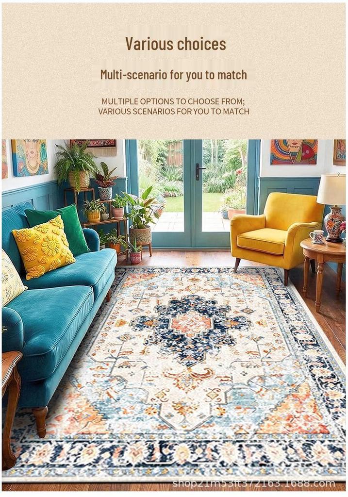 Persian Ethnic Style Living Room Carpet & Soft Home Blanket