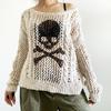 Sweater y2k Aesthetic Gothic Hollow Out Long Sleeve Tops Punk Style Crochet Pullover Knitwear Women Streetwear