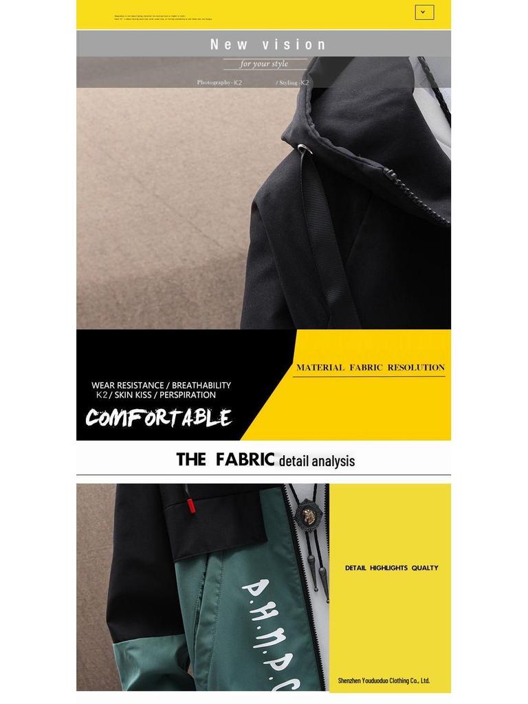 Pánská trendy pracovní bunda s kapucí v korejském stylu pro teenagery