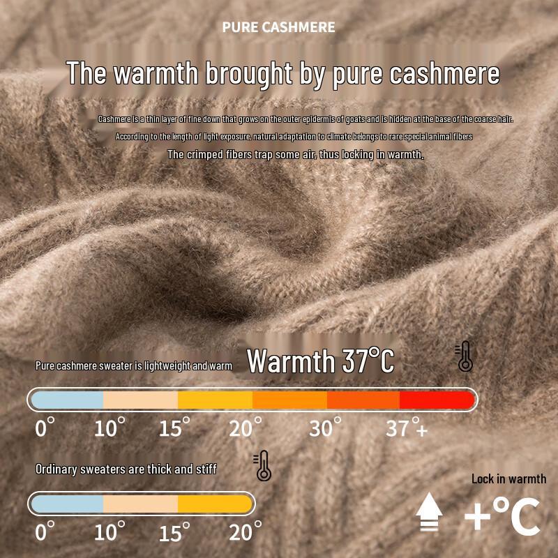 Hengyuanxiang Men's Pure Cashmere Pullover Sweater