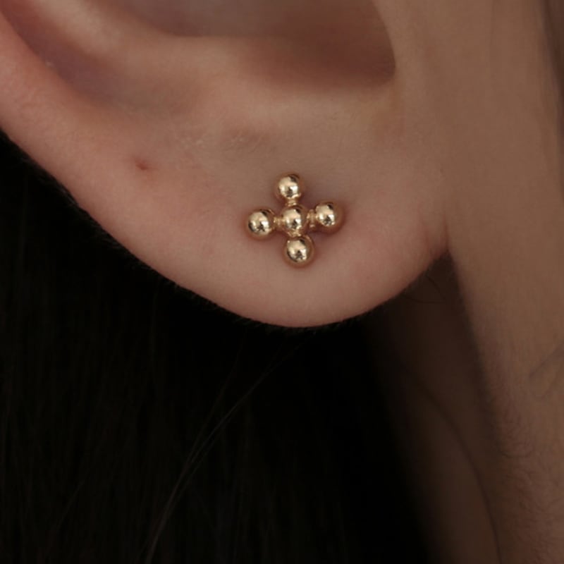 

Less is more 14K gold dots earring rose