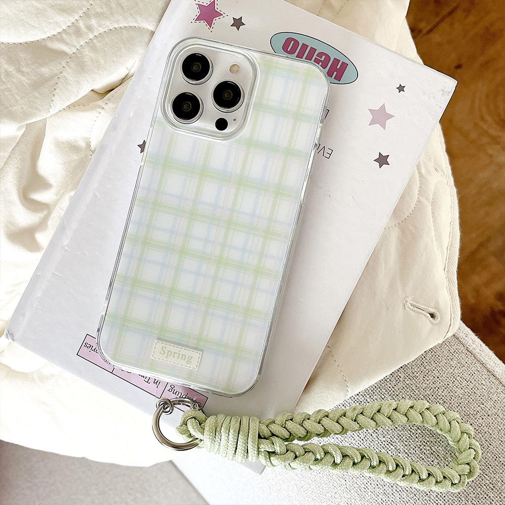 New Checkered Suits Apple 16promax Mobile Phone Case Apple 15 Protective Case 14 Bracelet 13 Anti Fall 12 Women's Models