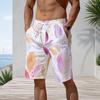 Men s Plus Size Multicolor Printed Beach Shorts Drawstring Waist Side Pockets Straight Leg