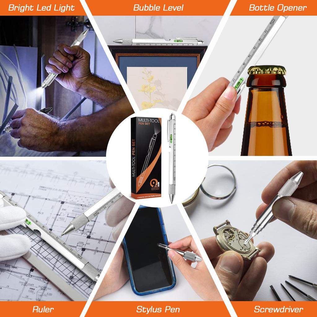 Day Gifts for Cool Gadget Tool for Gifts for Dad Christmas Gifts for Unique Gifts for Grandpa Father's Dad, 9-in-1 Multi-Tool Pen, Men, Boyfriend,