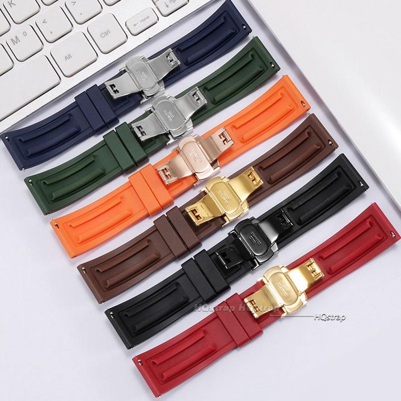 Wasserdichtes Gummi-Uhrenarmband für Seiko TPU-Armband für Rolex Schnellverschluss Silikon-Schmetterlingsschließe Taucherarmband 20mm 22mm 24mm
