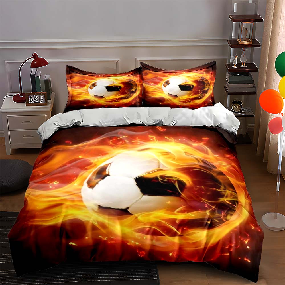 

Fiery soccer ball Bedding Duvet cover sets Duvet covers Pillowcases gifts (1 * Duvet Cover 2 * Pillowcases, without duvet insert) 135x200cm