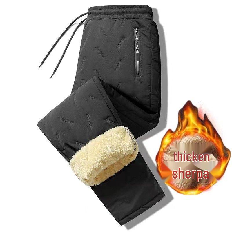 

Мужские флисовые брюки большого размера из овечьей шерсти - Толстые, ветрозащитные и морозостойкие зимние брюки 3XL