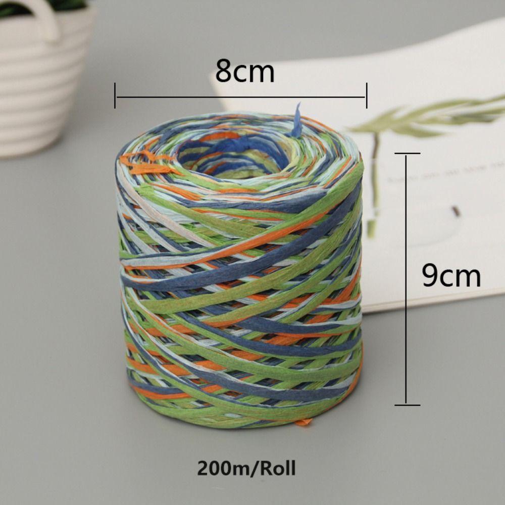 200m/Roll Raffia Paper Rope Multicolor Crochet Yarn High Quality Hand-woven Rope Gift Wrapping