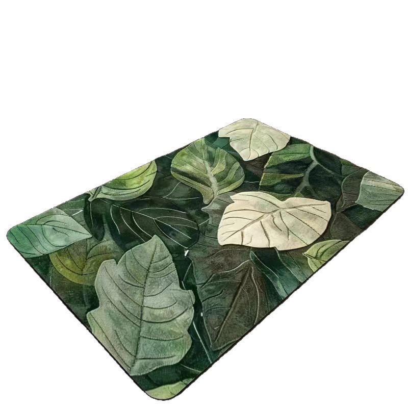 3D Vision Green Leaf Non-slip Quick-dry Indoor Bathroom Floor Mat