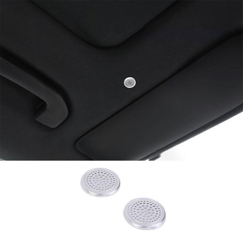 For Benz EQE EQS - Silver Steel Inner Roof Microphone Cover Decor 2PCS