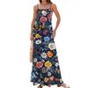 Women's Spring And Summer Casual Fashion Adjustable Suspenders Printed Long Dress