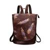 Artistic Embossed Genuine Leather Women's Backpack - Large Cowhide Travel Bag In National Style