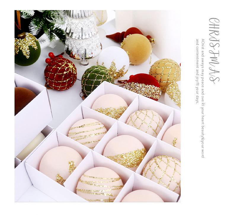 Painted Plastic Christmas Tree Ornaments Set - 8cm Balls Available in 9pcs or 12pcs
