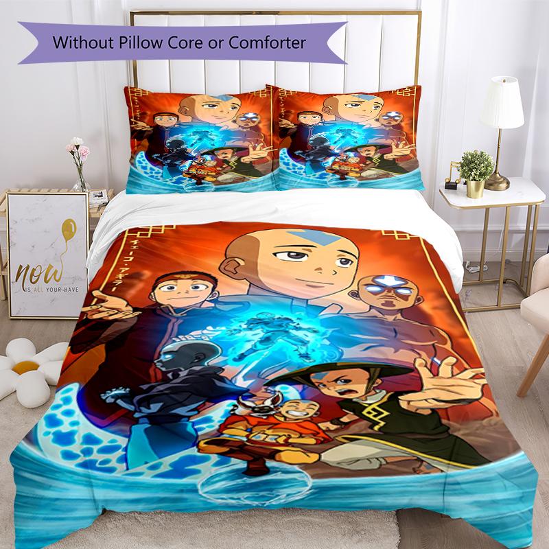 Set di biancheria da letto con motivo Avatar The Last Airbender da 3 pezzi, set copripiumino include copripiumino e federe, perfetta decorazione per la camera da letto per tutte le stagioni e regalo