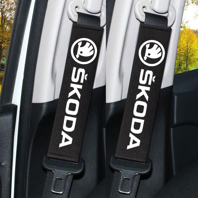 AEC1 Auto-Kopfstützen-Nackenkissen Sicherheitsgurt-Schulterpolster für Skoda Octavia Fabia Rapid Kamiq Scala Kodiaq Superb VisionS Yeti Karoq Enyaq