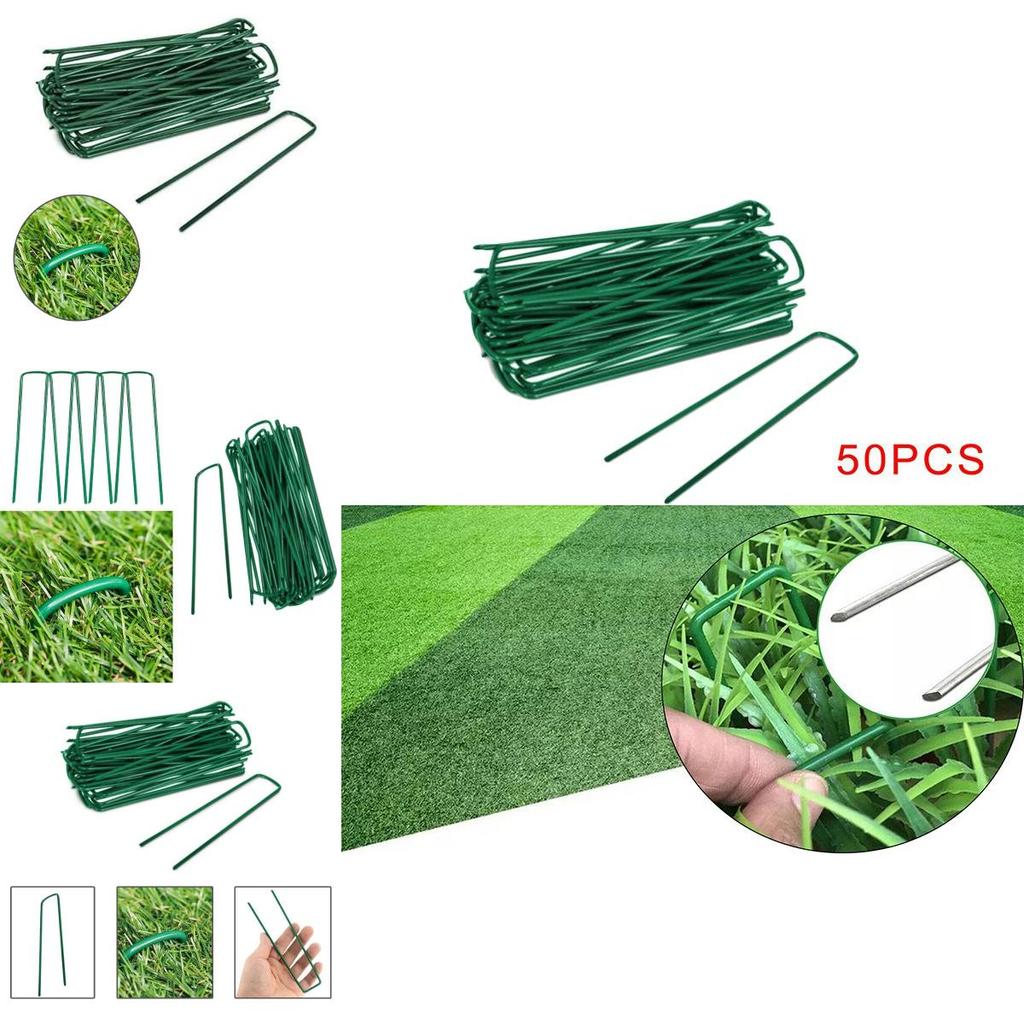 Premium Green Steel Garden Staples U Pins For Artificial Grass Turf Fixation And Weed Barrier Installation