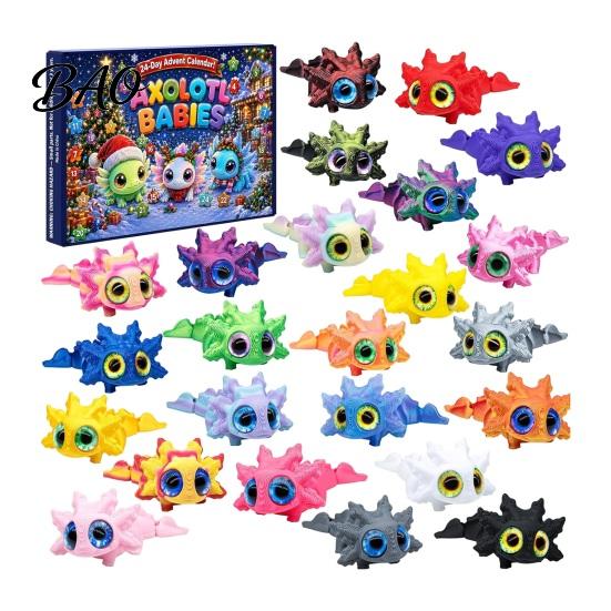 Cute Desk Decorations Axolotl Advent Calendar 2026, 3D Printed Jointed Flexible Toys, 24 Days TPR Animal Party Favors Christmas Countdown with