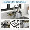 Aluminum Plastic Sink Shelf Adjustable Sink Organizer Rack Drainer Shelf Basket  Dishcloth Drainer