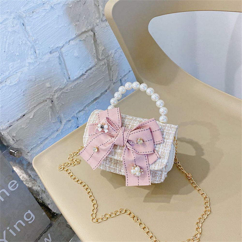 Girl Handbag Backpack Children Pearl Bow Bag Cute Messenger Shoulder Bag Baby Coin Purse Candy Wallet Bag Chain Flap Bags