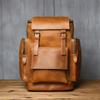 NZPJ Men's Retro Large Capacity Leather Backpack Genuine First Layer Natural Cowhide Travel Laptop Bag