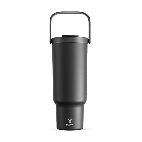 Meoky Tumbler Water Bottle with Straw, Large Capacity 1.2 Liters, Thermos, Keeps Cold 34 Hours, Hot 10 Hours, Completely Waterproof, Does Not Leak,
