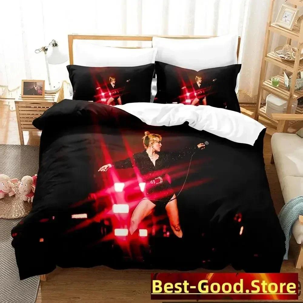 3D Print Miley Cyrus Singer Bedding Set Duvet Cover Sheet Printed Bed Set Pillowcase Bed Full Queen King Size Comforter Bedroom