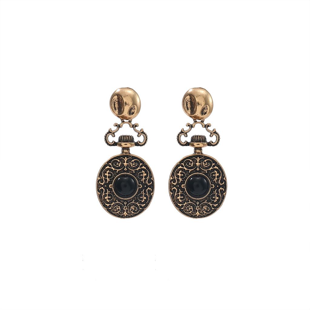 Exaggerated big retro pattern pendant earrings with hollowed out female minimalist and niche light luxury earrings