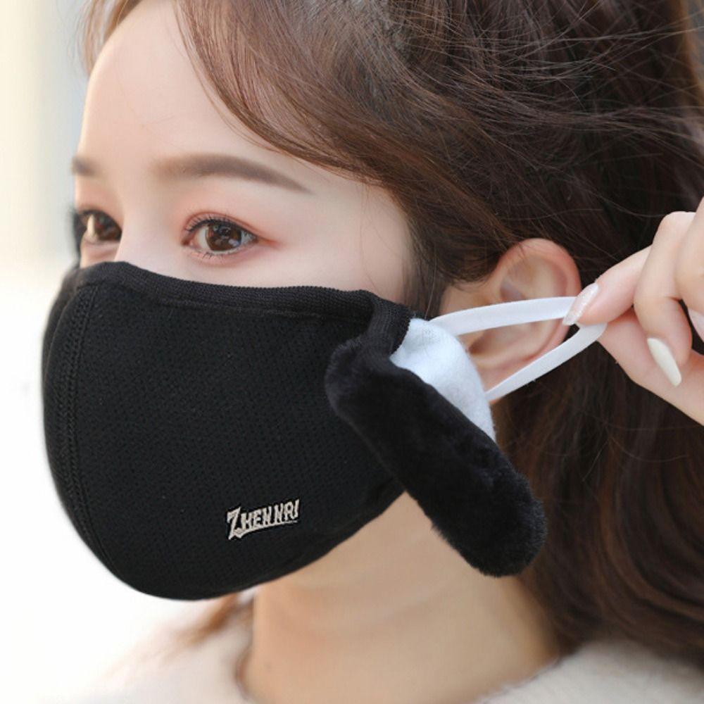 Cotton Earmuffs Mask Thermal Half Face Mask Creative Winter Mask  Outdoor