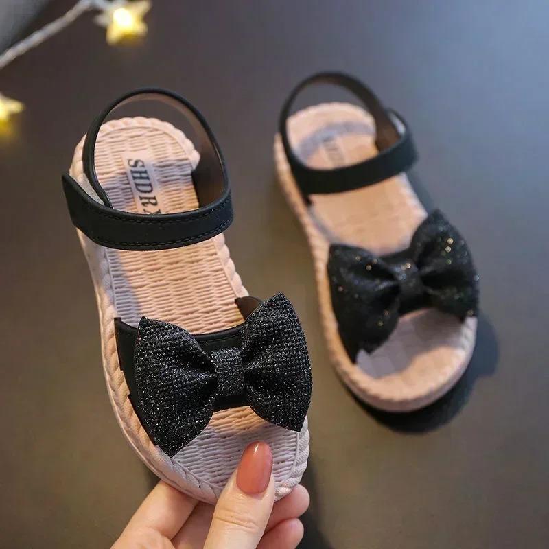 Sandalias Summer's Princess Child Sandals Bow Tie Girls' Shoes Casual Non Slip Kids Shoes Beach Shoes