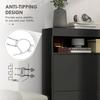 16 Shoe Pair Storage Cabinet, with Flip Doors - High Gloss Black