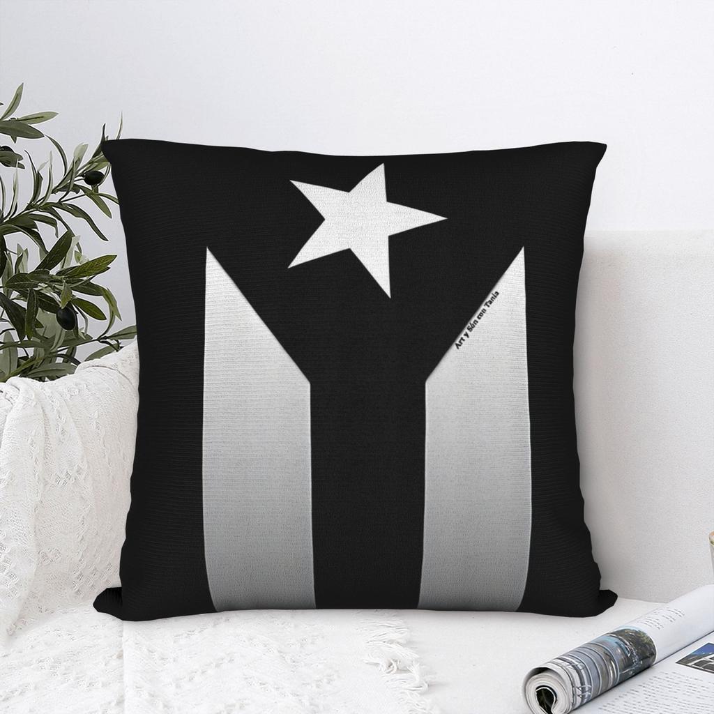 Black White Star Pillowcase, Geometric Stripe Cushion Cover, Modern Monochrome Decor, Abstract Art Throw Pillow, Home Textile
