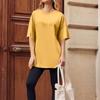 A Solid-color Loose Short-sleeved, Round-neck Plate-sized Top For Women In Spring And Summer