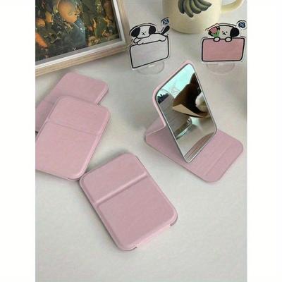 2 Stück Tragbarer Schminkspiegel, PU-Leder Kleiner Spiegel, Faltbar, Reisespiegel, Geeignet für Geschenke, Reiseutensilien, Make-up-Utensilien