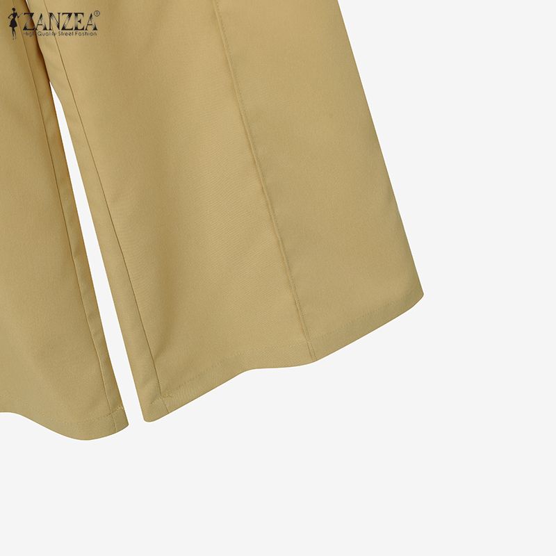 ZANZEA Women Long Sleeve Cropped Blouse and Pants Casual Two Piece Suit Sets