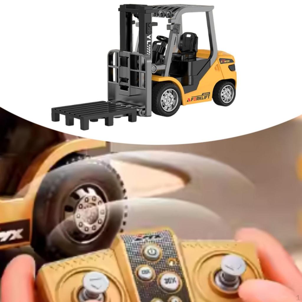 1/64 RC Gabelstapler Baustellenfahrzeug mit Sound Leichtgewichtige Stabile Metallkonstruktion Spielzeug, Mini