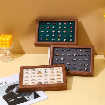 Fashion Ring Display Plate Ear Studs Bracelet Jewelry Storage Box Wood Organizing Box Ring Tray