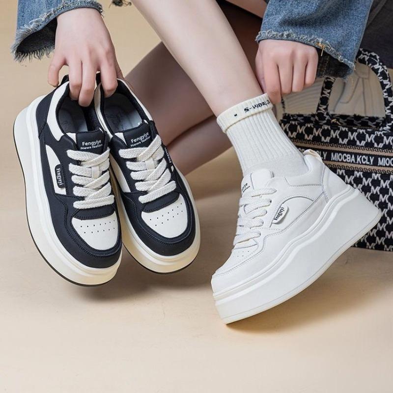 Student color matching platform white shoes women's spring and autumn versatile height increase lightweight casual sports shoes