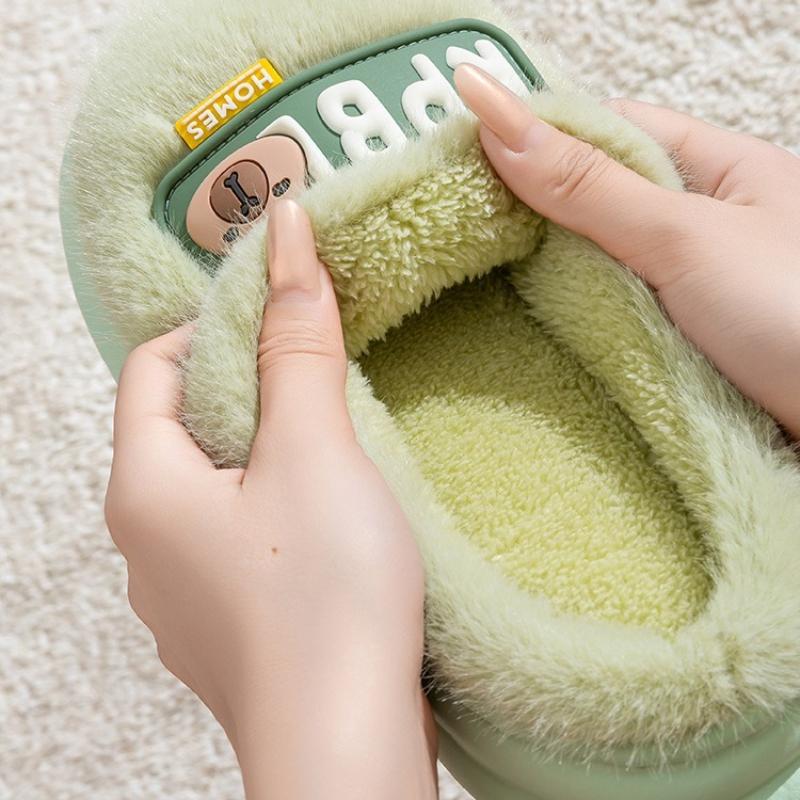 Cartoon New Cotton Slippers for Men and Women Fashion Thick-soled Plus Velvet To Keep Warm Autumn and Winter Cotton Slippers