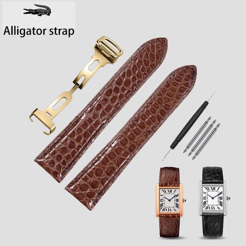 

Для годинника Cartier Tank London Solo Series Ремінець для годинника зі шкіри алігатора Крокодил Натуральна шкіра Браслет 16 17 18 23 25 мм 22mm