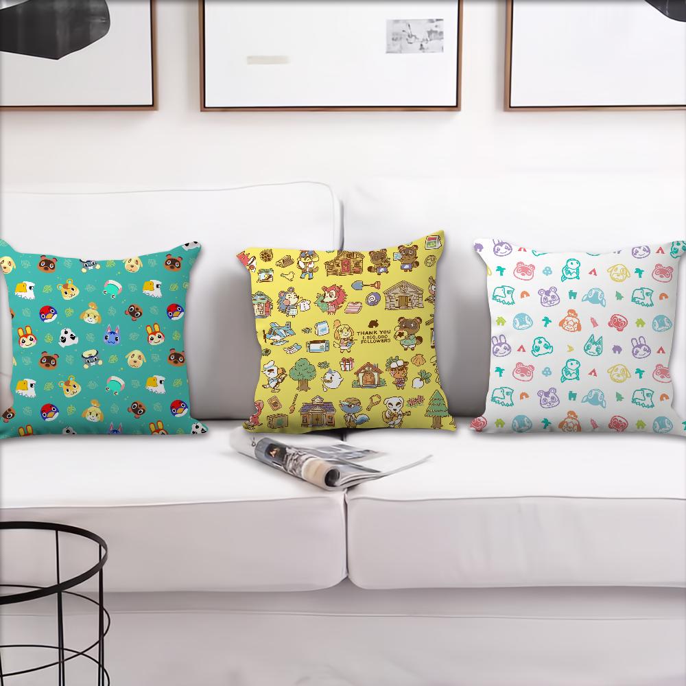 Game A-Animal Cute C-Crossing Cushion Cover Sofa Living Room Bedroom Headboard Backrest Cushion Square Cushion Nap Time Pillow C