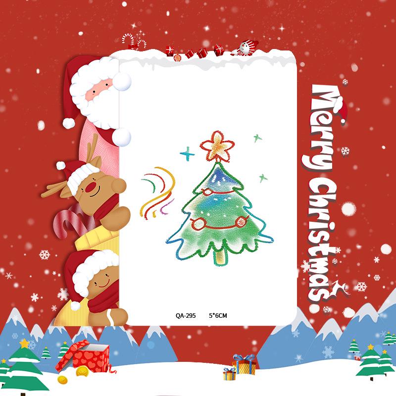 Popular Cartoon Christmas Temporary Tattoos for Kids - Cute Santa and Snowman Sticker Set
