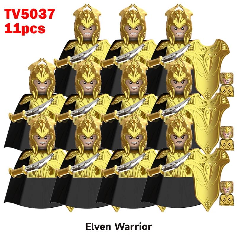 11pcs Medieval Elf Figures Orc Army Soldiers Vargr Raider Knights Building Blocks Bricks DIY Assemble War Toy Gifts for Kids Boy