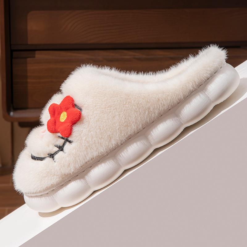 Autumn and Winter New Home Cotton Slippers Women's Bedroom Home Soft Plush Comfortable Warm Silent Non-slip Cotton Shoes