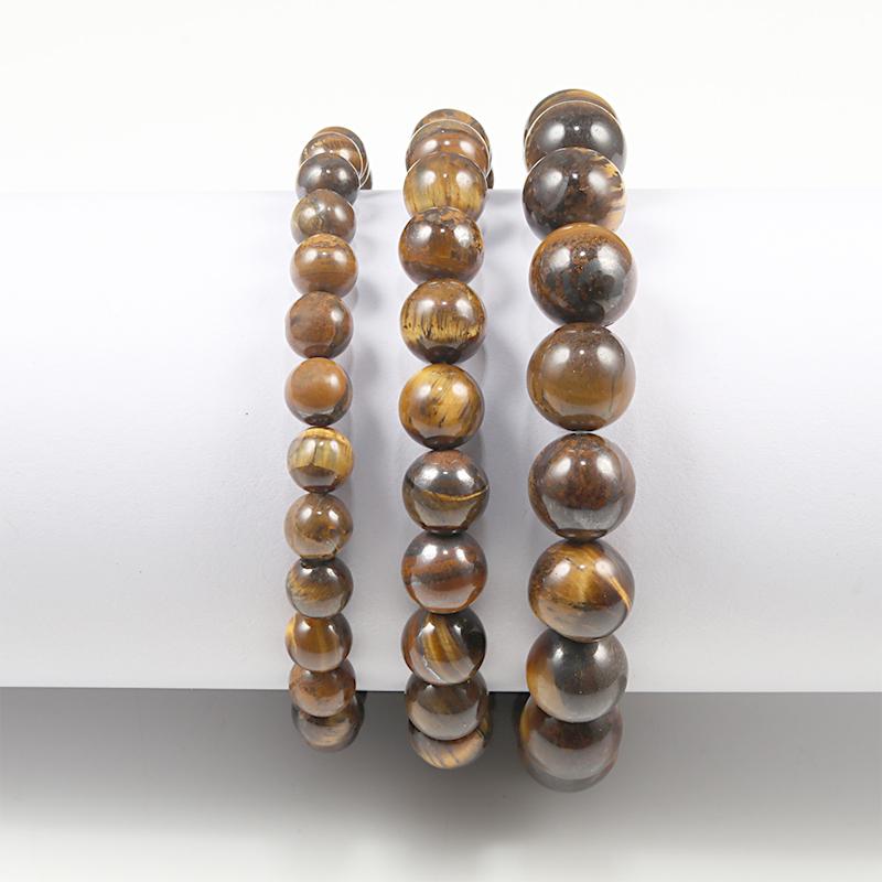 Charm Bracelet Natural Stone Beads 6/8/10mm Volcanic Lava Tiger Eye Beads Elastic Bracelets For Men Women Jewelry Pulsera Hombre